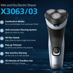 ماشین اصلاح فیلیپس مدل X3063 با تکنولوژی برش چرخشی و ضد آب